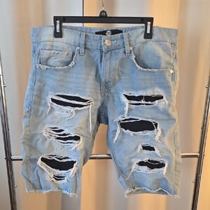 Distressed Light Blue Men's Denim Shorts